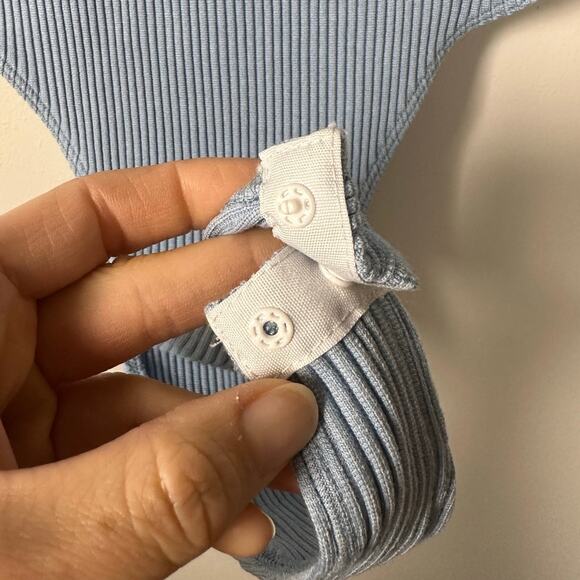 Zara X Starter Blue Ribbed High Waist Sleeveless Knit Bodysuit Women's Large - Picture 5 of 7